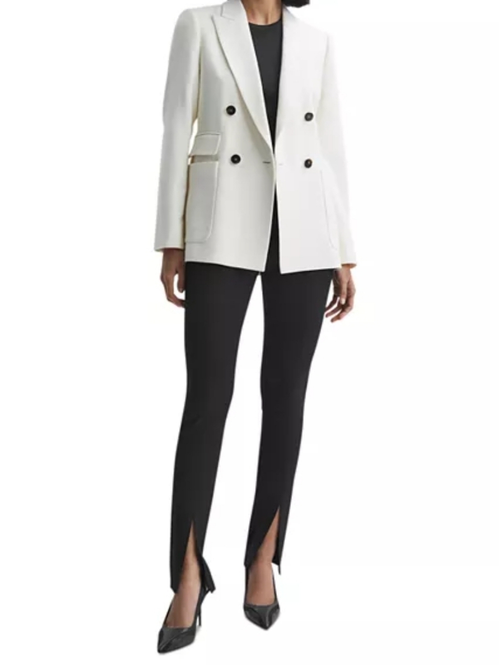REISS Black Jayne Split Front Skinny Pants 6